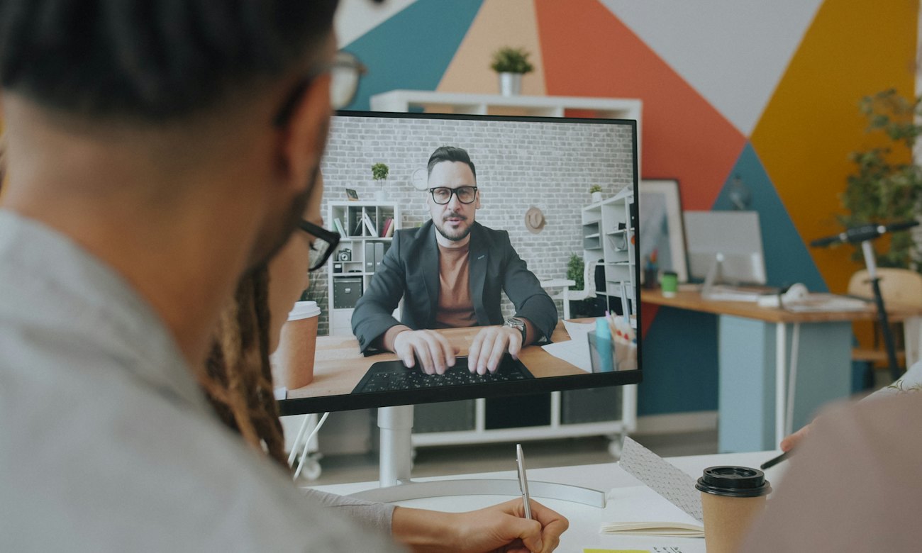 A remote team meeting on a video call